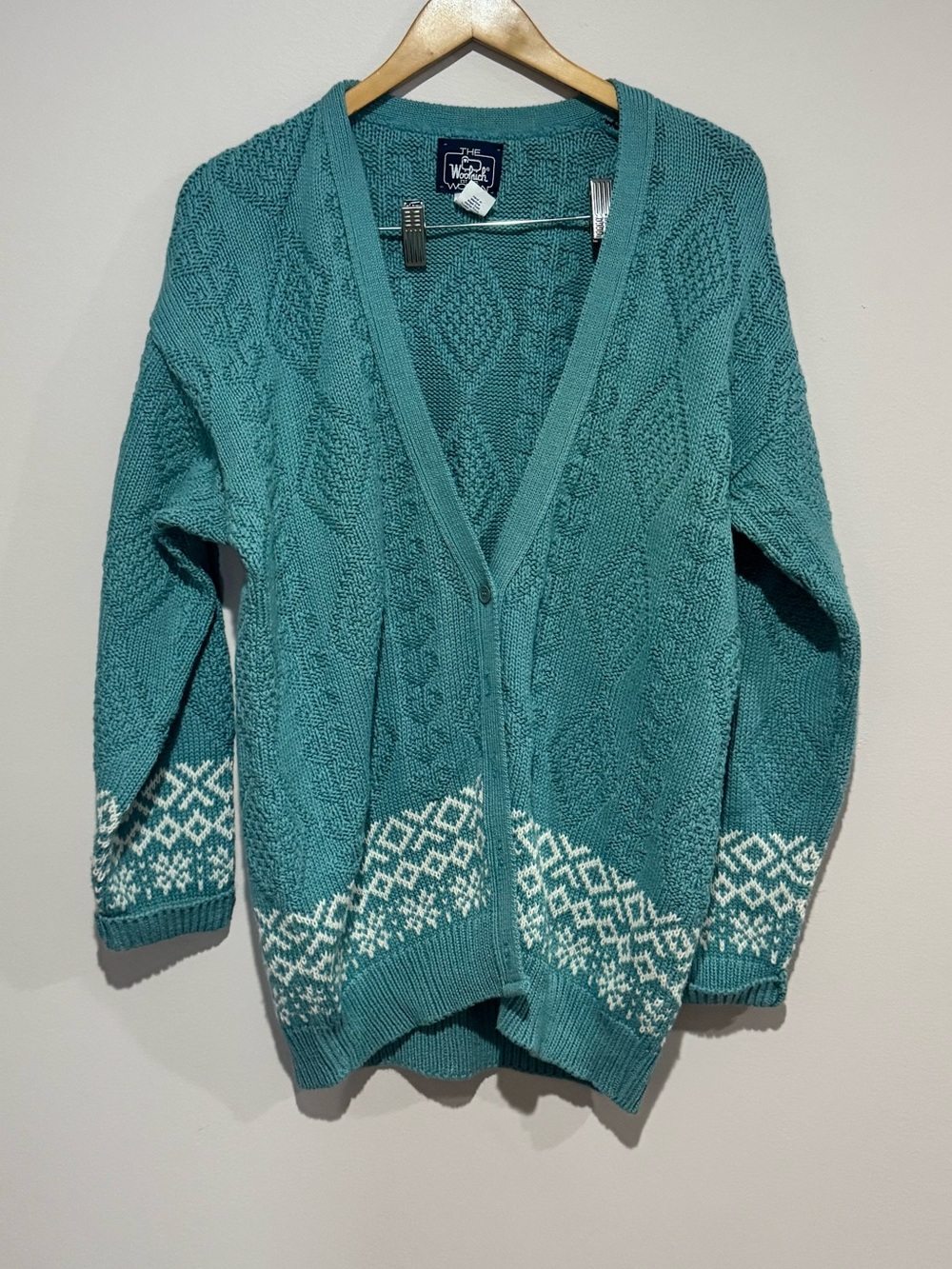 Vintage Woolrich Teal Sweater Cardigan Sz Large